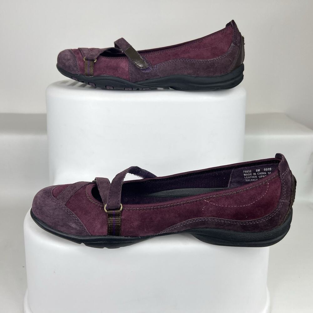 Privo By Clarks Womens US 8M Rich Plum Suede Leather Mary Jane Comfort Flats